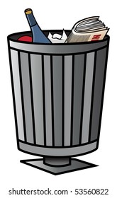 cartoon vector illustration trash bin