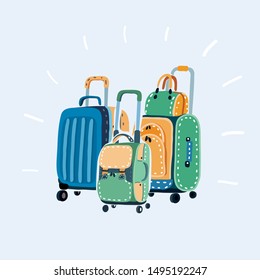 Cartoon vector illustration of Travel bags on white background.