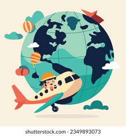 Eine Cartoon-Vektorgrafik von Reise-Thema-Globus