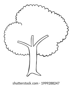 Dibujo vectorial de dibujos animados del árbol. Color blanco y negro delineado.