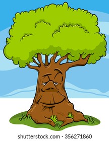 Cartoon Vector Illustration of Tree Fantasy or Fairy Tale Character