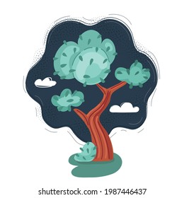 Cartoon vector illustration of tree cartoon on dark backround.