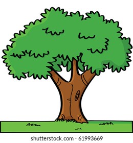 Cartoon vector illustration of a tree in summer