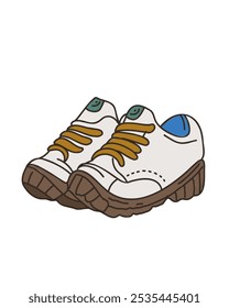 Cartoon Vektorgrafik von Trekking-Turnschuhen mit einer robusten Sohle, perfekt für Outdoor-Schuhe Branding