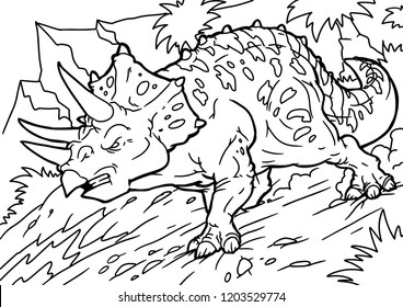 Cartoon Vector Illustration Triceratops Dinosaur Reptile Stock Vector ...