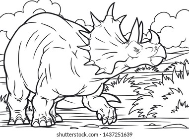 Cartoon Vector Illustration Triceratops Dinosaur Reptile Stock Vector 