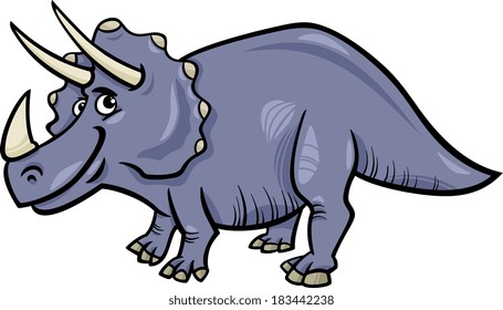 Cartoon Vector Illustration of Triceratops Prehistoric Dinosaur