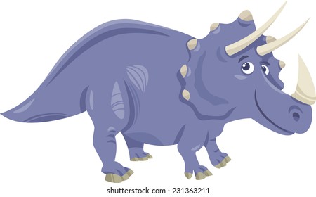 Cartoon Vector Illustration of Triceratops Prehistoric Dinosaur