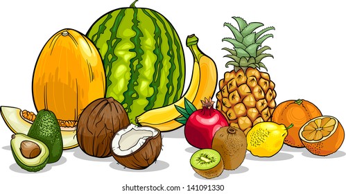 Cartoon Vector Illustration of Tropical Fruits Food Design