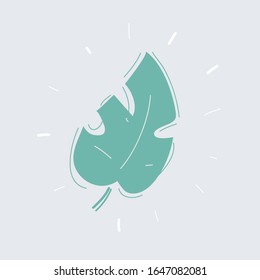 Dibujo vectorial de caricatura de la Planta Monstera de hoja tropical aislada en fondo blanco.