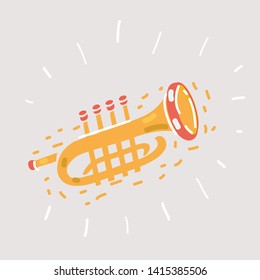 Cartoon vector illustration of trumpet icon on white isolated background.