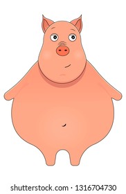 Cartoon vector illustration of a trusting pig.