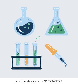 Cartoon vector illustration of Tubes for tests vessels, laboratory equipment on white backround.