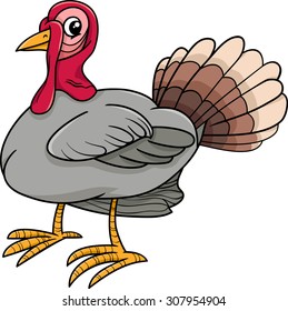 Cartoon Vector Illustration of Turkey Farm Bird Animal Character