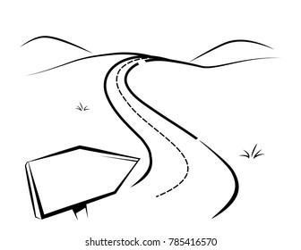 cartoon vector illustration of a twisting highway