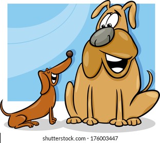 Cartoon Vector Illustration of Two Funny Talking Dogs