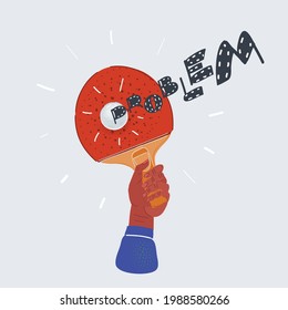Cartoon vector illustration of Two pieces of puzzle: Problem and Solution