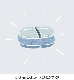Cartoon vector illustration of Two white pills isolated