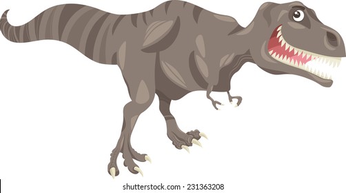 Cartoon Vector Illustration of Tyrannosaurus Dinosaur Prehistoric Reptile Species