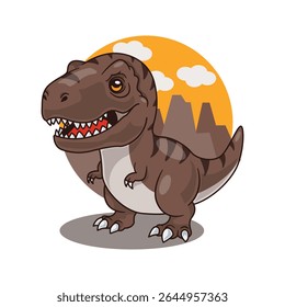Cartoon Vector Illustration of Tyrannosaurus Dinosaur
