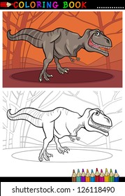 Cartoon Vector Illustration of Tyrannosaurus Rex Dinosaur Reptile Species in Prehistoric World for Coloring Book and Education