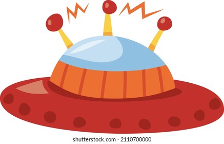 A cartoon vector illustration of UFO or flying saucer.