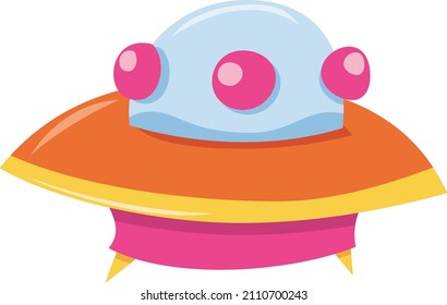 A cartoon vector illustration of UFO or flying saucer.