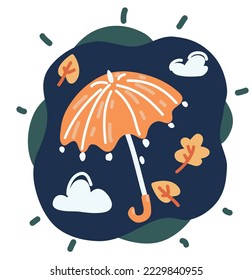 Cartoon vector illustration of umbrella over dark background