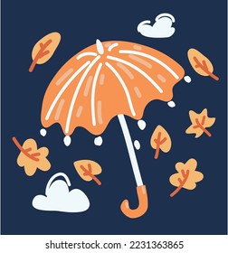 Cartoon vector illustration of umbrella over dark background