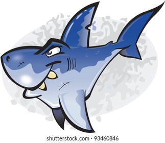 A cartoon vector illustration of the undisputed King of fish the Great White Shark. Part of a series of Various shark species.