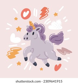 Cartoon vector illustration of unicorn