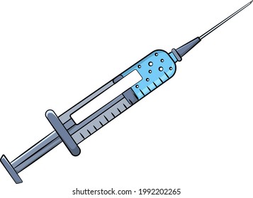 Cartoon vector illustration of a vaccine needle