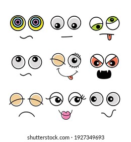 cartoon vector illustration of various emoticons