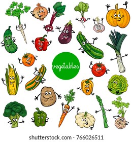 Cartoon Vector Illustration of Vegetables Comic Food Characters Big Set