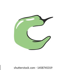 Cartoon vector illustration vegetables and fruits ABC. Hand drawn font with vegan food. Actual Creative art vegetarian alphabet. Letter C