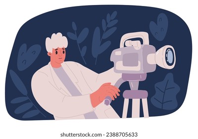 Cartoon vector illustration of Video Content Creating, Digital Video Advertising and Media Marketing