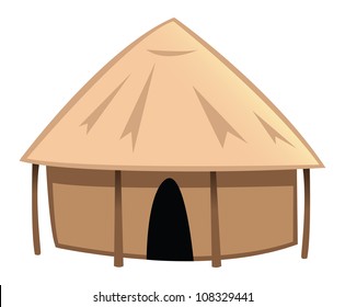 cartoon vector illustration of a village hut