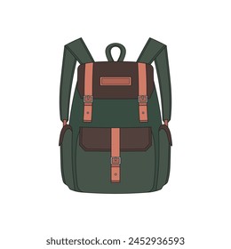 cartoon Vector illustration vintage camping backpack icon Isolated on White