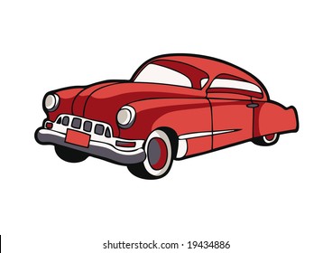 cartoon vector illustration of a vintage car