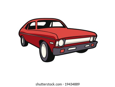 cartoon vector illustration of a vintage car