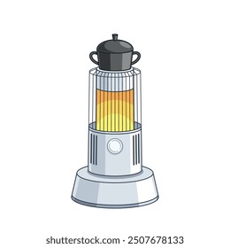Cartoon Vector Illustration Of A Vintage Heating Device With A Kettle On Top For Warmth And Comfort at Home