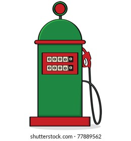 Cartoon vector illustration of a vintage-style gas pump