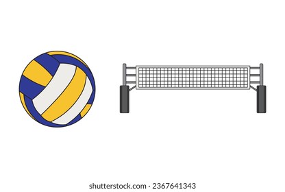 Cartoon Vector illustration volleyball net with ball sport icon Isolated on White Background