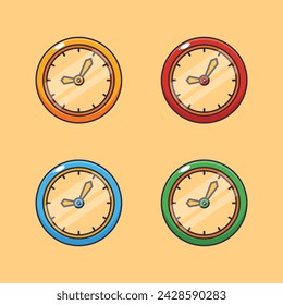 cartoon vector illustration of wall clock.