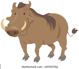 Cartoon Vector Illustration of Warthog Animal Character
