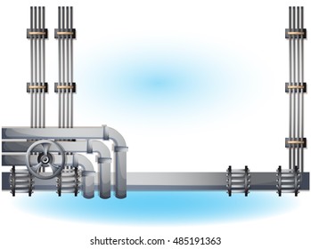 cartoon vector illustration water pipe wall with separated layers in 2d graphic