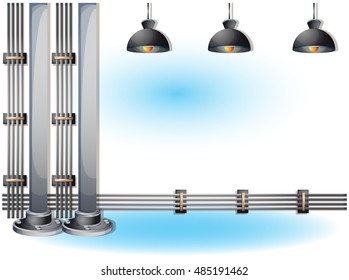 cartoon vector illustration water pipe wall with separated layers in 2d graphic