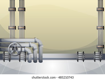 cartoon vector illustration water pipe wall with separated layers in 2d graphic