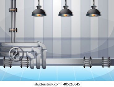 cartoon vector illustration water pipe wall with separated layers in 2d graphic
