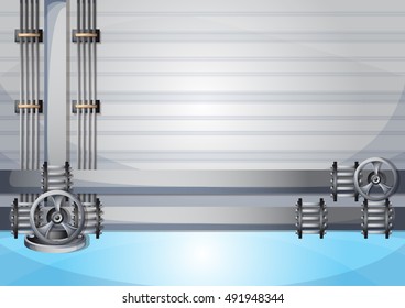 cartoon vector illustration water pipe wall with separated layers in 2d graphic